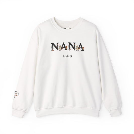 Personalized Floral Nana Sweatshirt | Heartfelt Gift for Grandmothers | Custom Design in Black