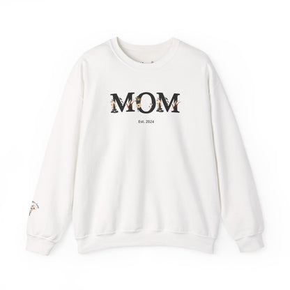 Personalized Floral Mom Sweatshirt  | Cozy Gift for New Moms | A Unique Gift That Celebrates Your Motherhood