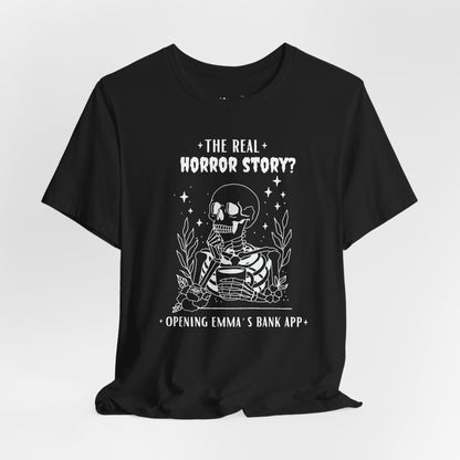 Halloween Personalized T-Shirt with Funny Skeleton | Adulting Humor Tee – Surviving My Bank Account