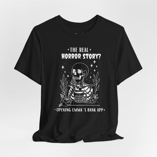 Halloween Personalized T-Shirt with Funny Skeleton | Adulting Humor Tee – Surviving My Bank Account