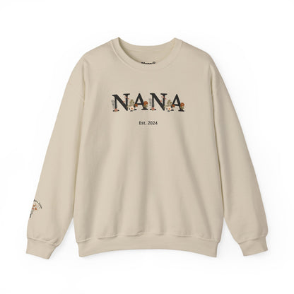 Personalized Floral Nana Sweatshirt | Heartfelt Gift for Grandmothers | Custom Design in Black