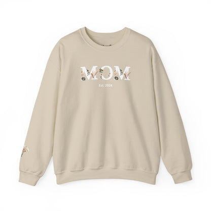 Personalized Floral Mom Sweatshirt  | Cozy Gift for New Moms | A Unique Gift That Celebrates Your Motherhood