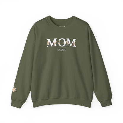 Personalized Floral Mom Sweatshirt  | Cozy Gift for New Moms | A Unique Gift That Celebrates Your Motherhood