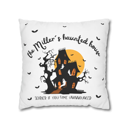 Haunted House Personalized Pillow Cover | Funny Adulting Sofa Decor – Scarier if You Came Unannounced