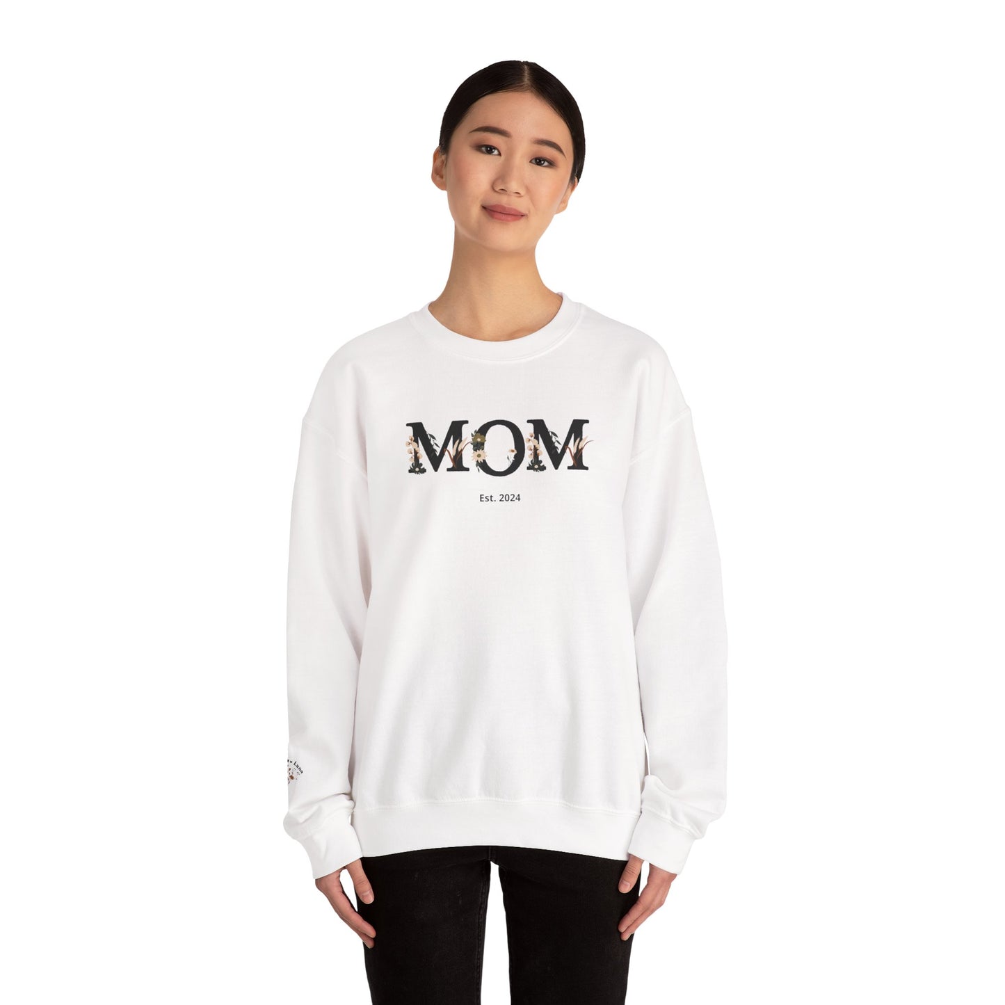 Personalized Floral Mom Sweatshirt  | Cozy Gift for New Moms | A Unique Gift That Celebrates Your Motherhood